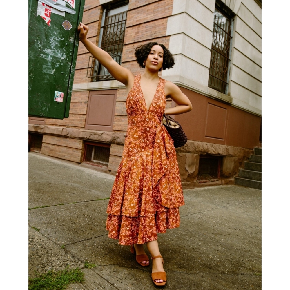 J. Crew Orange Floral Midi Dress
